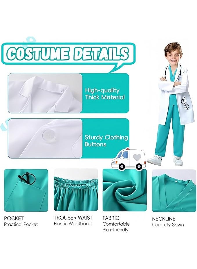 YelaJoy Kids Doctor Costume, Surgical Doctor Suit Uniform with Stethoscope, Lab Costumes for Kid, Dress Up Role Play for Kids 3-10 Year - Image 3